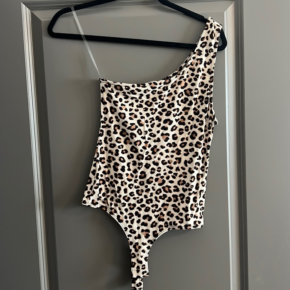 Cheetah one shoulder body suite